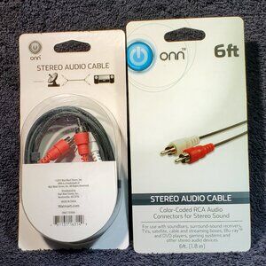 VINTAGE RCA SIX FEET STEREO AUDIO CABLES WITH MALE PLUGS BOTH ENDS